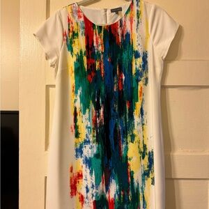 Vince Camuto mini dress, white with “painted” color